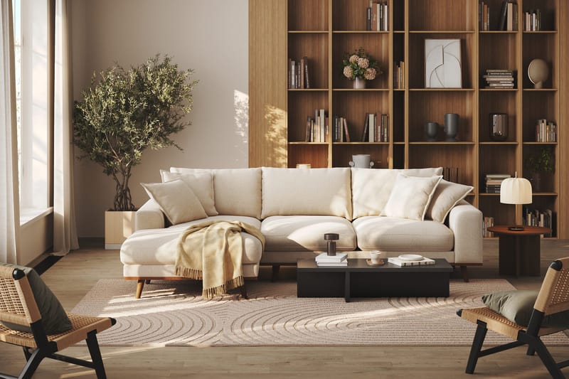 Copenhagen Premium 4-personers Venstrevendt L-formet Dyb Divansofa i Chenille - Lys beige - Møbler - Sofaer - Sofaer med sjeselong - 4 seters sofa med divan