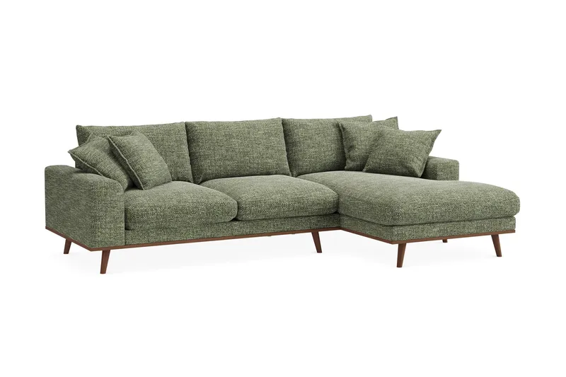 Copenhagen Premium 4-personers Højrevendt L-formet Dyb Divansofa i Chenille - Grøn - Møbler - Sofaer - Sofaer med sjeselong - 4 seters sofa med divan