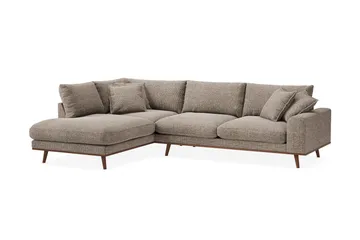 Copenhagen Premium 4-personers Venstrevendt L-formet Dyb Chaiselongsofa i Chenille - Brun - Møbler - Sofaer - Sofaer med sjeselong - 4 seters sofa med divan