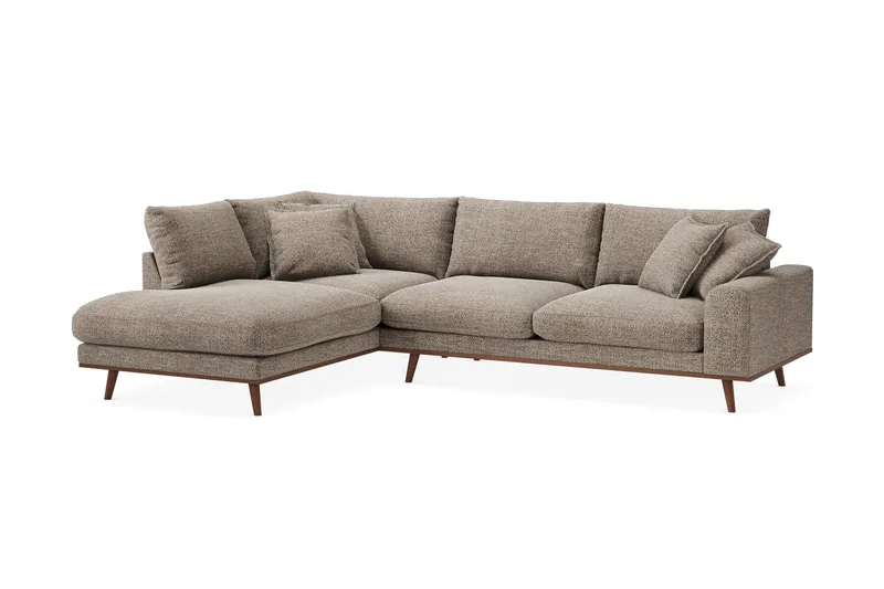 Copenhagen Premium 4-personers Venstrevendt L-formet Dyb Chaiselongsofa i Chenille - Brun - Møbler - Sofaer - Sofaer med sjeselong - 4 seters sofa med divan