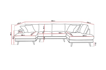 Copenhagen Premium 5-personers Højrevendt U-formet Dyb Sofa med Divan og Chaiselong i Stoff - Mørkebrun - Møbler - Sofaer - U-sofa