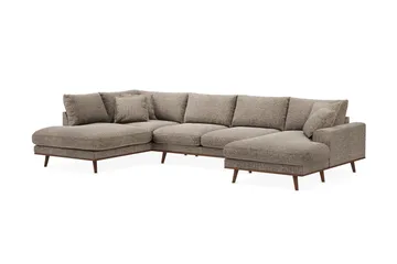 Copenhagen Premium 5-personers Venstrevendt U-formet Dyb Sofa med Divan og Chaiselong i Chenille - Brun - Møbler - Sofaer - U-sofa