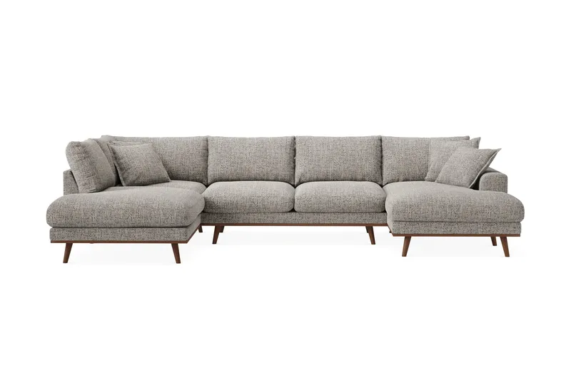 Copenhagen Premium 5-personers Venstrevendt U-formet Dyb Sofa med Divan og Chaiselong i Chenille - Grå - Møbler - Sofaer - U-sofa