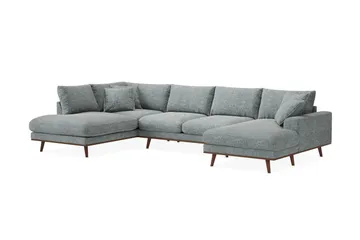 Copenhagen Premium 5-personers Venstrevendt U-formet Dyb Sofa med Divan og Chaiselong i Chenille - Grå/blå - Møbler - Sofaer - U-sofa