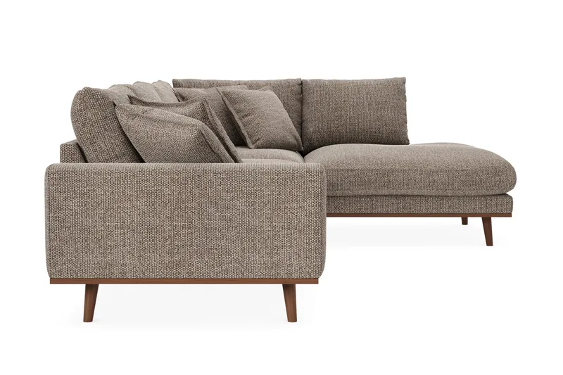Copenhagen Premium 4-personers Højrevendt L-formet Dyb Chaiselongsofa i Chenille - Brun - Møbler - Sofaer - Sofaer med sjeselong - 4 seters sofa med divan