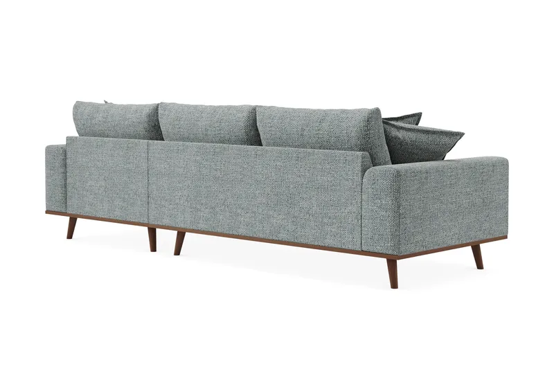 Copenhagen Premium 4-personers Højrevendt L-formet Dyb Divansofa i Chenille - Grå/blå - Møbler - Sofaer - Sofaer med sjeselong - 4 seters sofa med divan