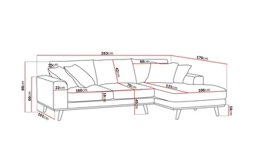 Copenhagen Premium 4-personers Højrevendt L-formet Dyb Divansofa i Chenille - Grå/blå - Møbler - Sofaer - Sofaer med sjeselong - 4 seters sofa med divan