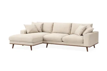 Copenhagen Premium 4-personers Venstrevendt L-formet Dyb Divansofa i Chenille - Beige - Møbler - Sofaer - Sofaer med sjeselong - 4 seters sofa med divan