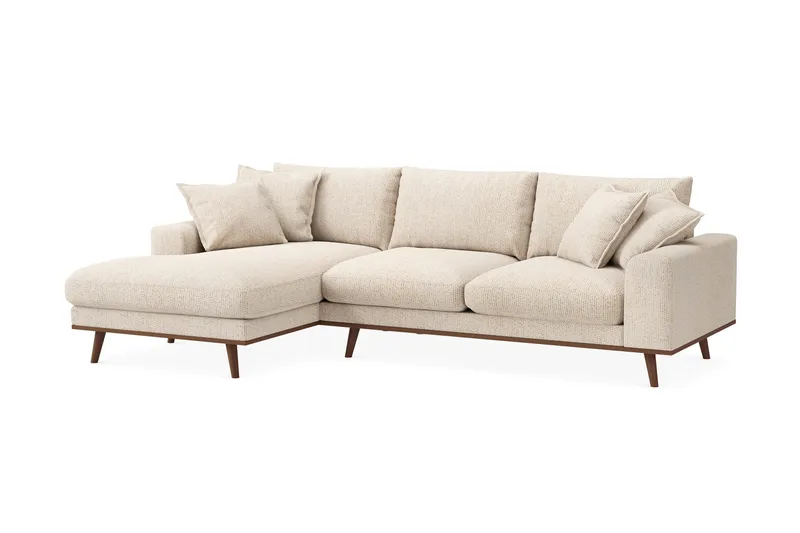 Copenhagen Premium 4-personers Venstrevendt L-formet Dyb Divansofa i Chenille - Beige - Møbler - Sofaer - Sofaer med sjeselong - 4 seters sofa med divan
