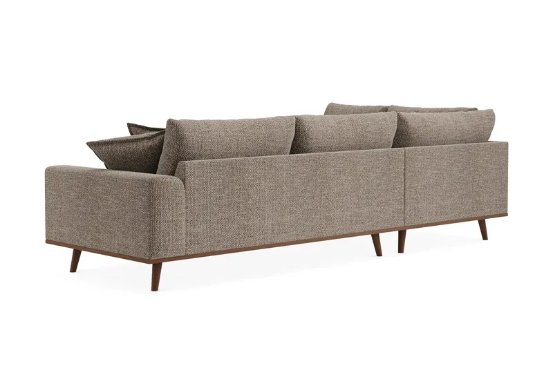 Copenhagen Premium 4-personers Venstrevendt L-formet Dyb Chaiselongsofa i Chenille - Brun - Møbler - Sofaer - Sofaer med sjeselong - 4 seters sofa med divan