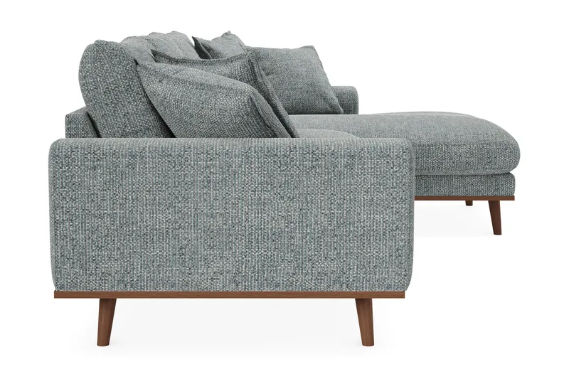 Copenhagen Premium 4-personers Højrevendt L-formet Dyb Divansofa i Chenille - Grå/blå - Møbler - Sofaer - Sofaer med sjeselong - 4 seters sofa med divan