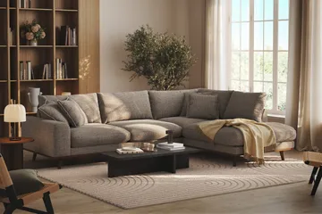 Copenhagen Premium 4-personers Højrevendt L-formet Dyb Chaiselongsofa i Chenille - Brun - Møbler - Sofaer - Sofaer med sjeselong - 4 seters sofa med divan