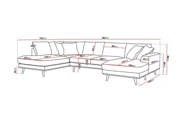 Copenhagen Premium 5-personers Venstrevendt U-formet Dyb Sofa med Divan og Chaiselong i Stoff - Mørkebrun - Møbler - Sofaer - U-sofa