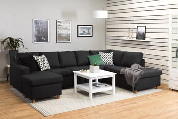 Crazy 5-seters Høyrevendt U-formet X-Large Sofa med Divan og Sjeselong i Stoff - Antrasitt - Møbler - Sofaer - U-sofa