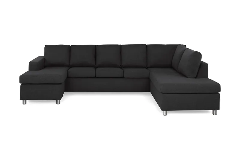 Crazy 5-seters Høyrevendt U-formet X-Large Sofa med Divan og Sjeselong i Stoff, Antrasitt