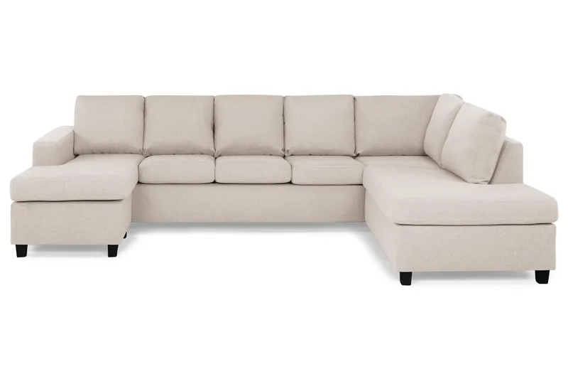 Crazy 5-seters Høyrevendt U-formet X-Large Sofa med Divan og Sjeselong i Stoff, Beige