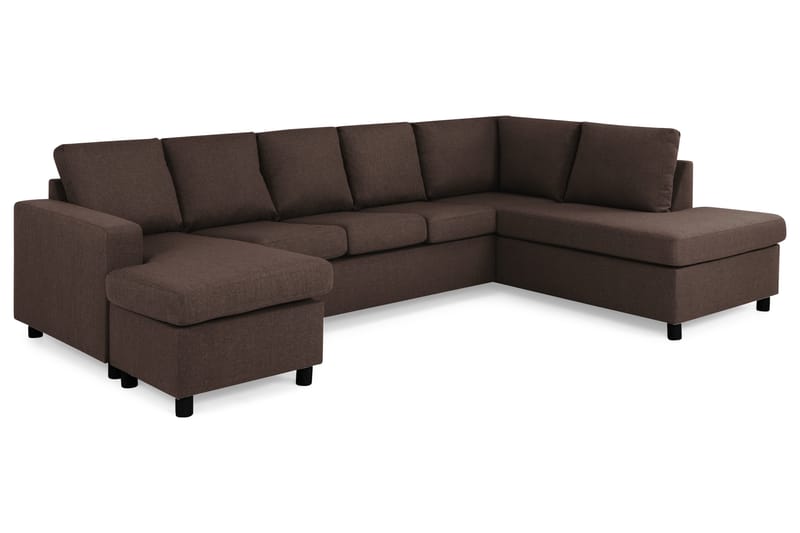 Crazy 5-seters Høyrevendt U-formet X-Large Sofa med Divan og Sjeselong i Stoff - Brun - Møbler - Sofaer - U-sofa