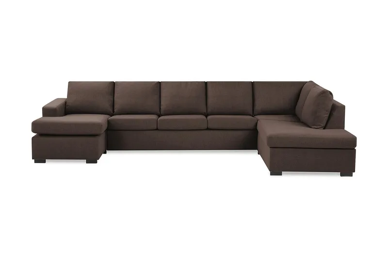 Crazy 5-seters Høyrevendt U-formet X-Large Sofa med Divan og Sjeselong i Stoff, Brun