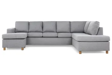 Crazy 5-seters Høyrevendt U-formet X-Large Sofa med Divan og Sjeselong i Stoff - Grå - Møbler - Sofaer - U-sofa