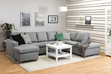 Crazy 5-seters Høyrevendt U-formet X-Large Sofa med Divan og Sjeselong i Stoff - Grå - Møbler - Sofaer - U-sofa