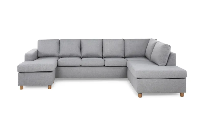 Crazy 5-seters Høyrevendt U-formet X-Large Sofa med Divan og Sjeselong i Stoff, Grå