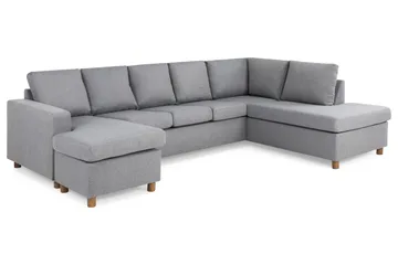 Crazy 5-seters Høyrevendt U-formet X-Large Sofa med Divan og Sjeselong i Stoff - Grå - Møbler - Sofaer - U-sofa