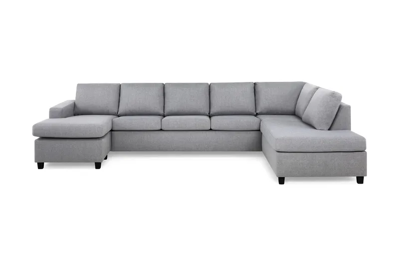 Crazy 5-seters Høyrevendt U-formet X-Large Sofa med Divan og Sjeselong i Stoff, Grå