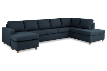 Crazy 5-seters Høyrevendt U-formet X-Large Sofa med Divan og Sjeselong i Stoff - Mørkeblå - Møbler - Sofaer - U-sofa