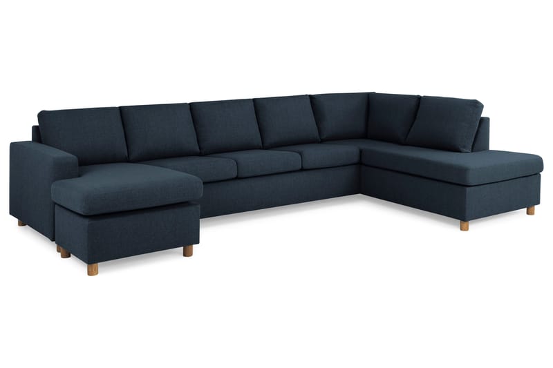 Crazy 5-seters Høyrevendt U-formet X-Large Sofa med Divan og Sjeselong i Stoff - Mørkeblå - Møbler - Sofaer - U-sofa