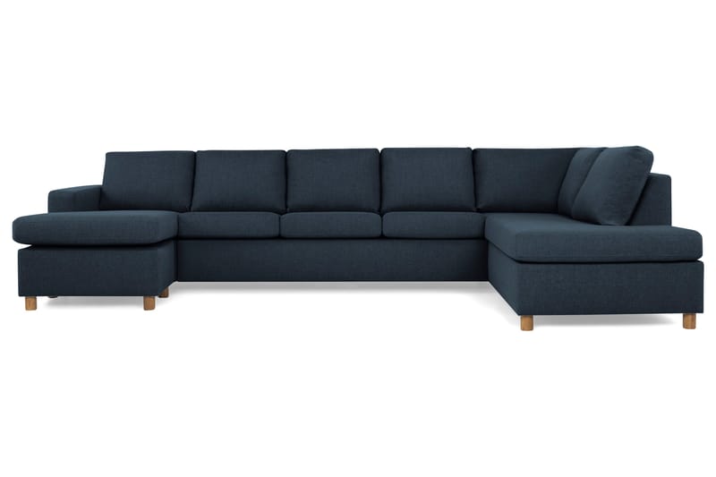 Crazy 5-seters Høyrevendt U-formet X-Large Sofa med Divan og Sjeselong i Stoff - Mørkeblå - Møbler - Sofaer - U-sofa