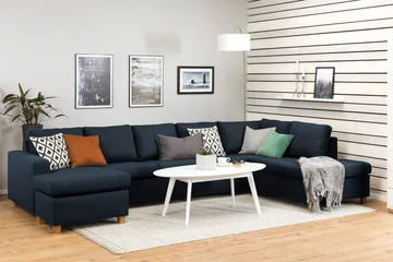 Crazy 5-seters Høyrevendt U-formet X-Large Sofa med Divan og Sjeselong i Stoff - Mørkeblå - Møbler - Sofaer - U-sofa