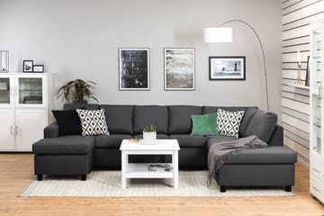 Crazy 5-seters Høyrevendt U-formet X-Large Sofa med Divan og Sjeselong i Stoff - Mørkegrå - Møbler - Sofaer - U-sofa