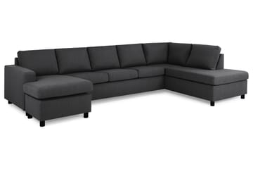 Crazy 5-seters Høyrevendt U-formet X-Large Sofa med Divan og Sjeselong i Stoff - Mørkegrå - Møbler - Sofaer - U-sofa