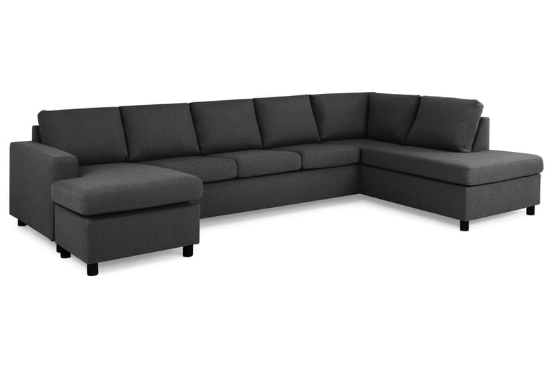 Crazy 5-seters Høyrevendt U-formet X-Large Sofa med Divan og Sjeselong i Stoff - Mørkegrå - Møbler - Sofaer - U-sofa