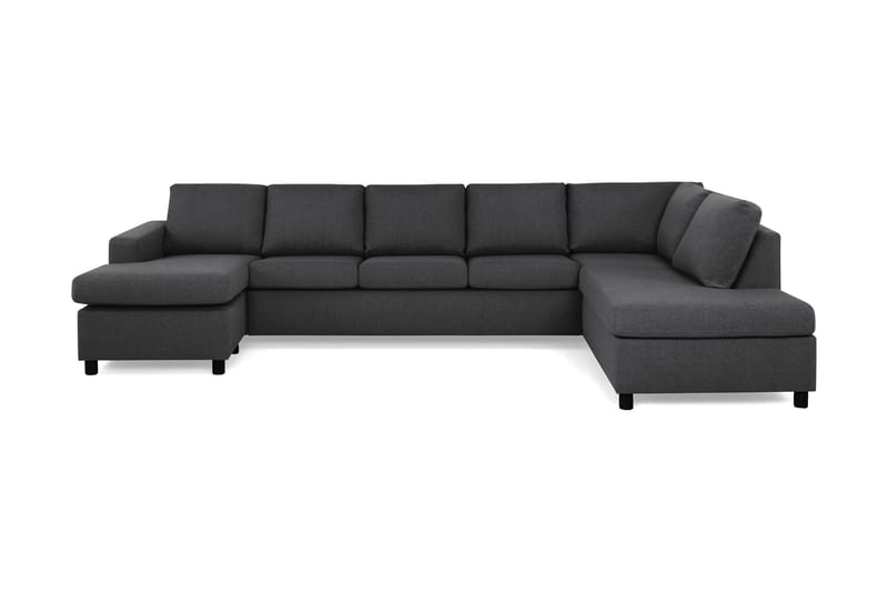 Crazy 5-seters Høyrevendt U-formet X-Large Sofa med Divan og Sjeselong i Stoff, Mørkegrå