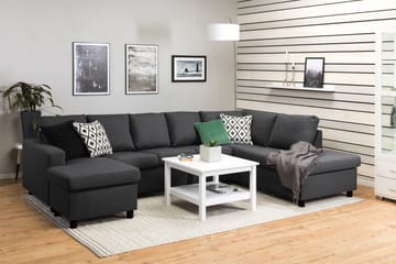 Crazy 5-seters Høyrevendt U-formet X-Large Sofa med Divan og Sjeselong i Stoff - Mørkegrå - Møbler - Sofaer - U-sofa