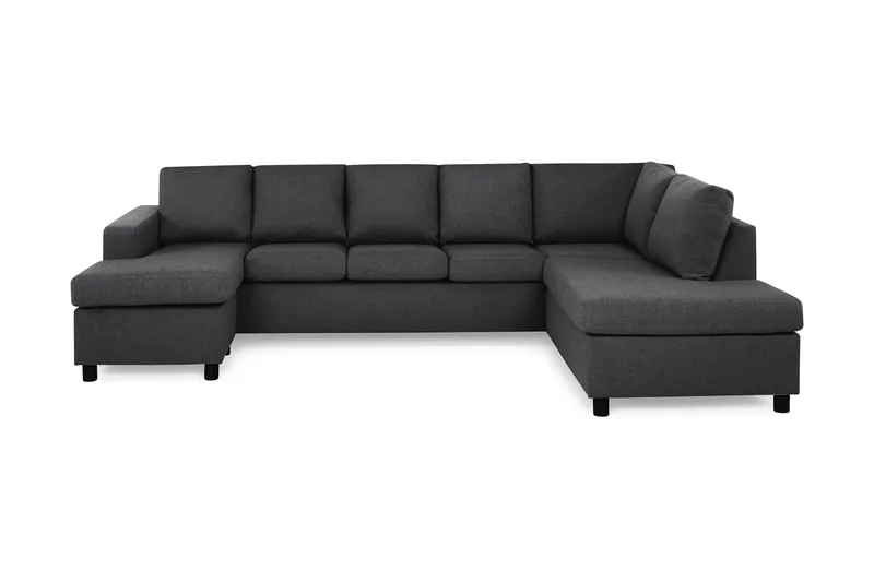 Crazy 5-seters Høyrevendt U-formet X-Large Sofa med Divan og Sjeselong i Stoff, Mørkegrå