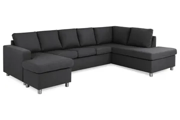 Crazy 5-seters Høyrevendt U-formet X-Large Sofa med Divan og Sjeselong i Stoff - Mørkegrå - Møbler - Sofaer - U-sofa