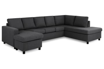 Crazy 5-seters Høyrevendt U-formet X-Large Sofa med Divan og Sjeselong i Stoff - Mørkegrå - Møbler - Sofaer - U-sofa