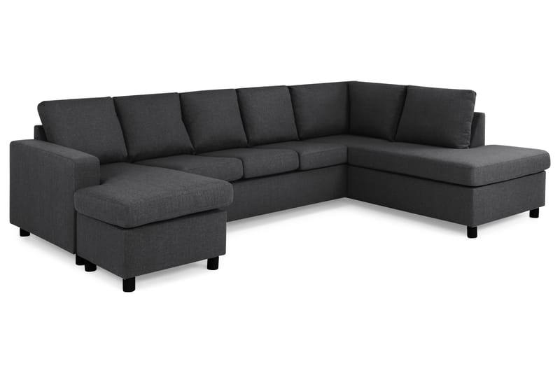 Crazy 5-seters Høyrevendt U-formet X-Large Sofa med Divan og Sjeselong i Stoff - Mørkegrå - Møbler - Sofaer - U-sofa