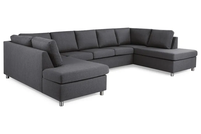 Crazy 5-seters U-formet Sofa med Dobbel Sjeselong i Stoff - Mørkegrå - Møbler - Sofaer - U-sofa
