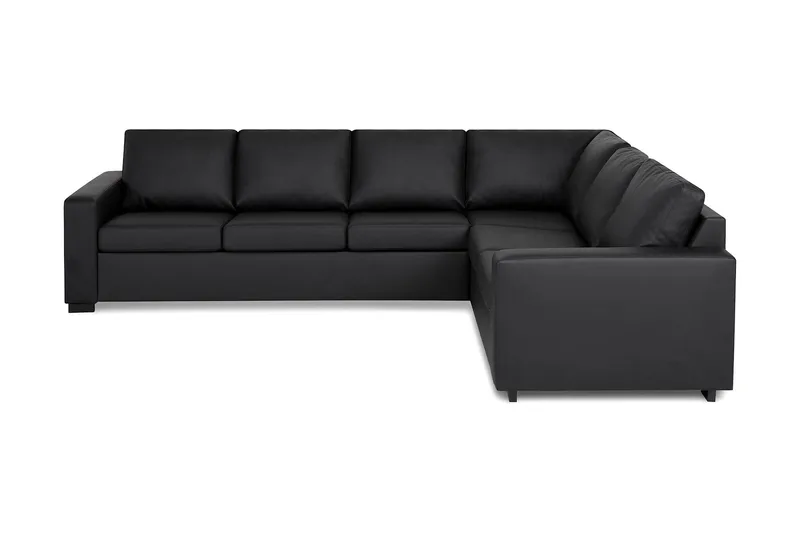 Crazy 5-seters Vendbar L-formet Large Hjørnesofa i Kunstlær, Svart