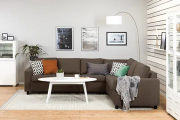 Crazy 5-seters Vendbar L-formet Large Hjørnesofa i Stoff - Brun - Møbler - Sofaer - Hjørnesofaer