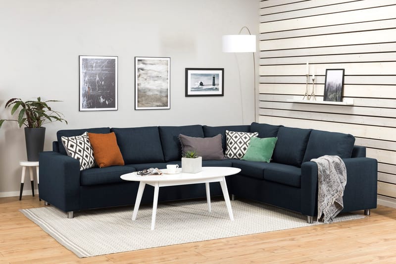 Crazy 5-seters Vendbar L-formet Large Hjørnesofa i Stoff - Mørkeblå - Møbler - Sofaer - Hjørnesofaer