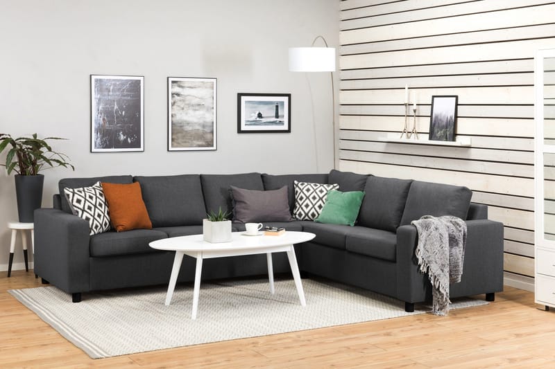 Crazy 5-seters Vendbar L-formet Large Hjørnesofa i Stoff - Mørkegrå - Møbler - Sofaer - Hjørnesofaer