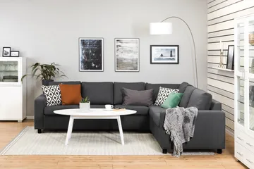 Crazy 5-seters Vendbar L-formet Large Hjørnesofa i Stoff - Mørkegrå - Møbler - Sofaer - Hjørnesofaer