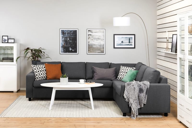 Crazy 5-seters Vendbar L-formet Large Hjørnesofa i Stoff - Mørkegrå - Møbler - Sofaer - Hjørnesofaer