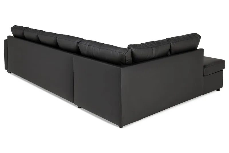 Crazy 5-seters Venstrevendt U-formet Sofa med Divan og Sjeselong i Kunstlær - Svart - Møbler - Sofaer - Skinnsofaer