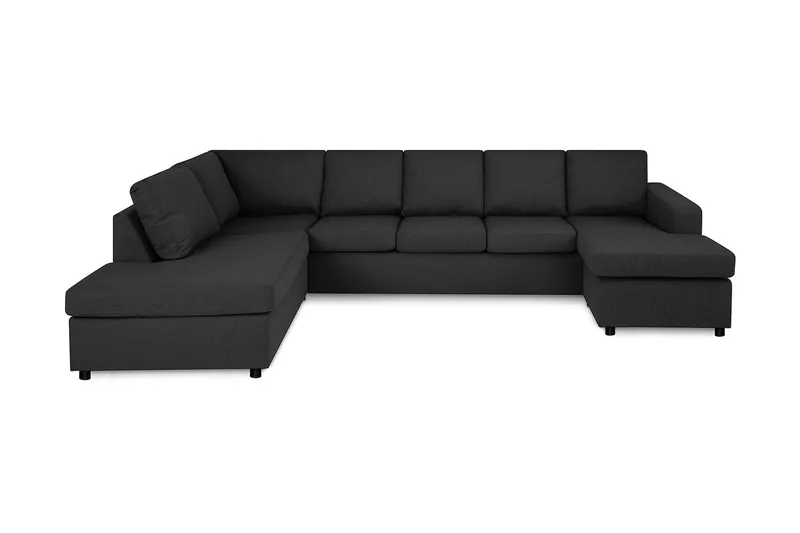 Crazy 5-seters Venstrevendt U-formet Sofa med Divan og Sjeselong i Stoff, Antrasitt