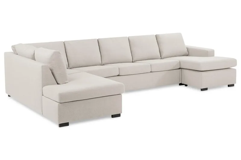 Crazy 5-seters Venstrevendt U-formet X-Large Sofa med Divan og Sjeselong i Stoff - Beige - Møbler - Sofaer - U-sofa